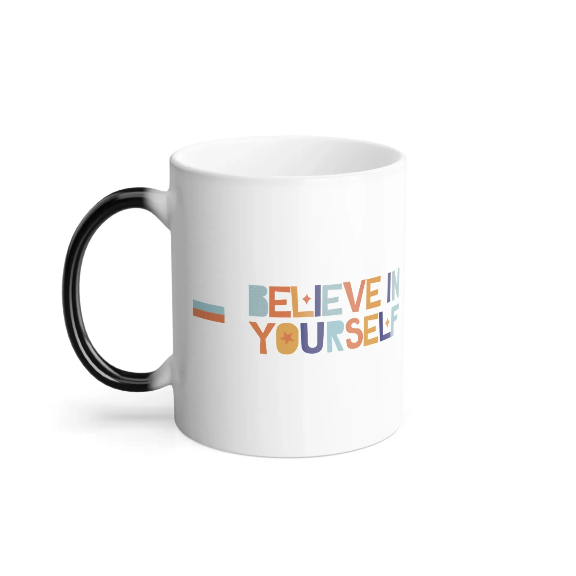 Believe in Yourself Color Morphing Mug | 11oz motivational stripe design